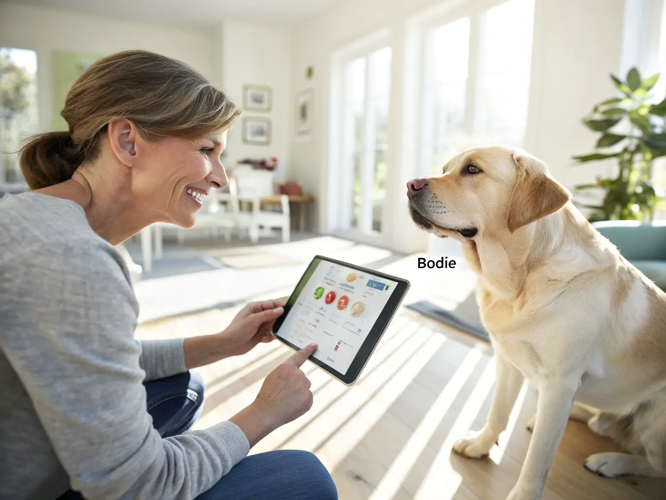 A Squad Life customer accessing their home maintenance report and scheduling services through the modern customer portal on their tablet.